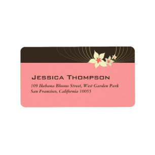 Ikebana Frangipani Pink Tropical Flower Wedding Label