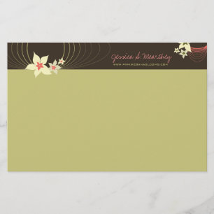 Ikebana Frangipani Pink Tropical Flower Wedding Stationery