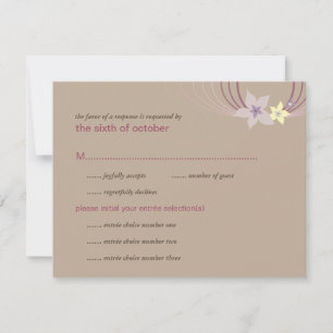 Ikebana Frangipani Purple Tropical Flowers Wedding RSVP Card