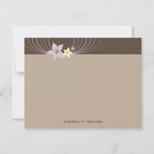 Ikebana Frangipani Purple Tropical Flowers Wedding Thank You Card