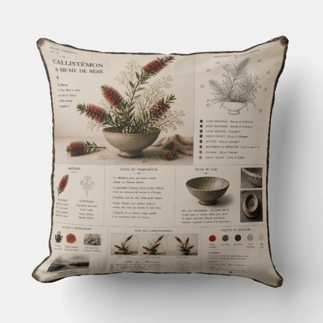 Ikebana Study No. 27 Bottlebrush & Wild Branch Cushion (Front)