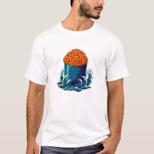 Ikura Gunkan Maki Sushi Japanese Ocean Wave Art T-Shirt