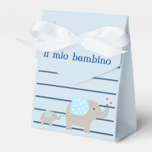 "Il mio bambino/my baby"  Favour Box with Elephant