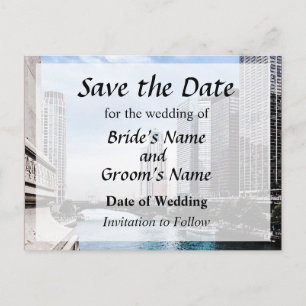 IL - View From Michigan Avenue Bridge Save Date Announcement Postcard