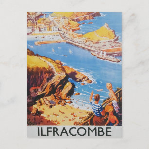 Ilfracombe vintage train poster postcard