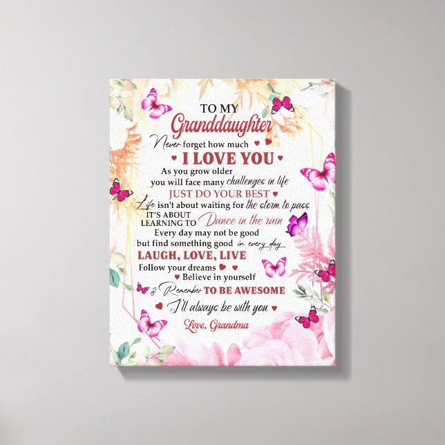 I'll Always Be With You, To My Granddaughter Canvas Print (Front)