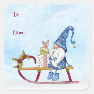 I'll Be Gnome for Christmas To From Customisable  Square Sticker