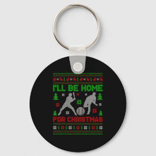 I'll Be Home For Christmas Baseball Funny Ugly Xma Key Ring