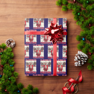 I'll Be Home for Christmas Donald Trump Santa Hat Wrapping Paper
