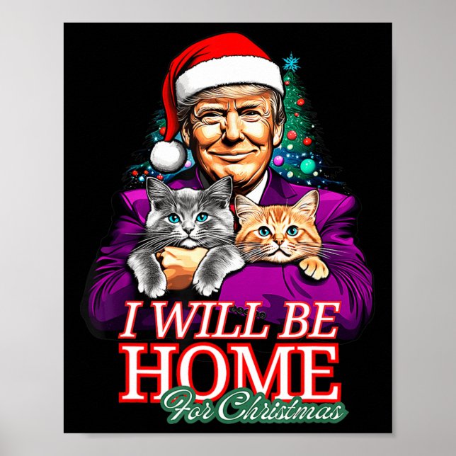 I'll Be Home For Christmas Funny Santa Claus Trump Poster (Front)