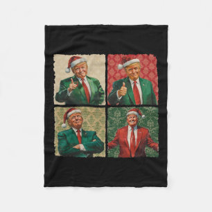 I'll Be Home For Christmas Funny Trump Xmas Santa  Fleece Blanket