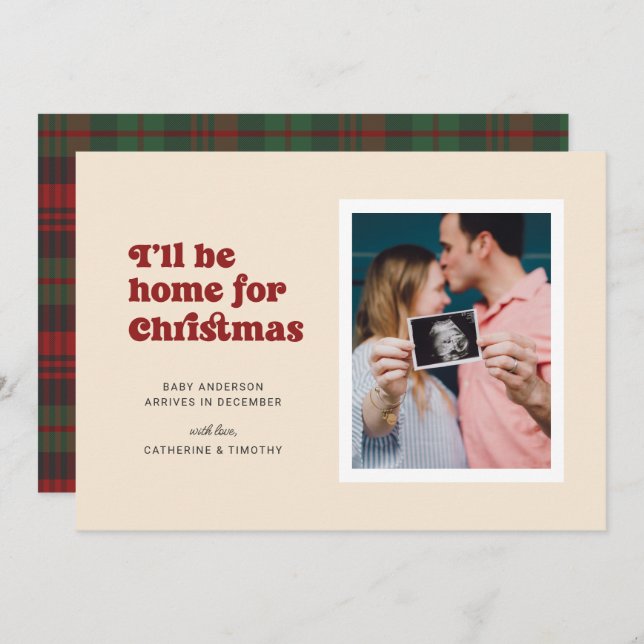 I'll Be Home for Christmas Pregnancy  Announcement (Front/Back)