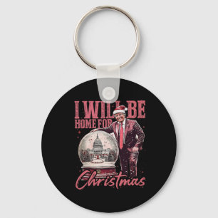 I'll Be Home For Christmas Santa Trump Xmas Pajama Key Ring