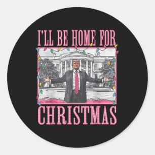 I'll Be Home For Christmas Santa Xmas Classic Round Sticker