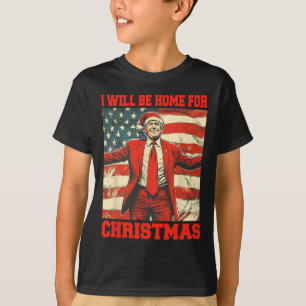 I'll Be Home For Christmas Xmas Santa Pajamas Funn T-Shirt