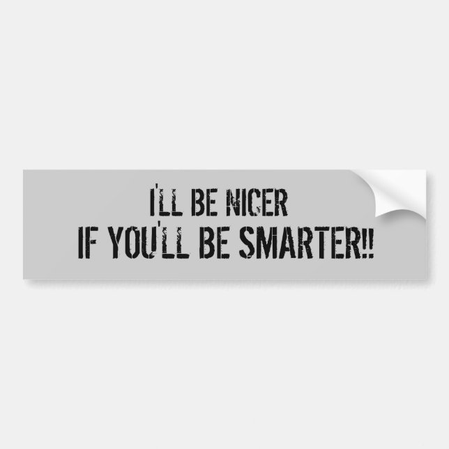 I'LL BE NICER, IF YOU'LL BE SMARTER!! BUMPER STICKER (Front)