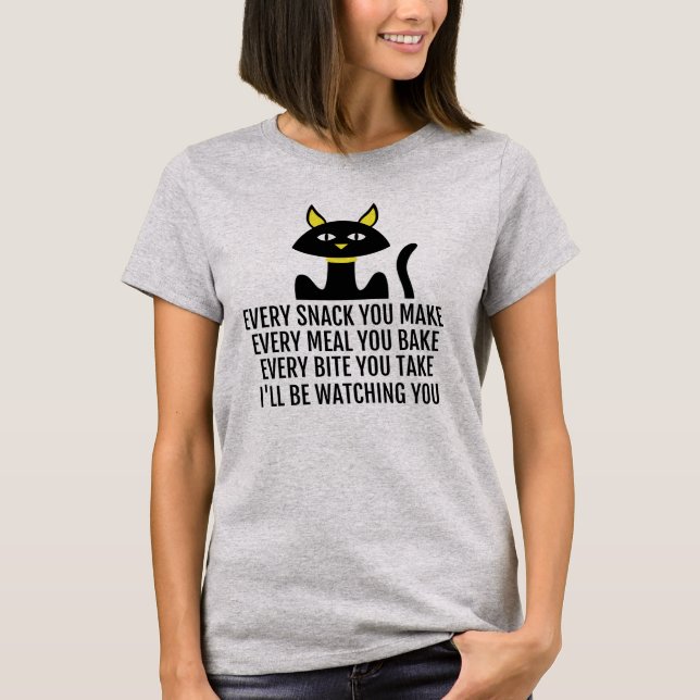 I'll Be Watching You Cute Cat Pun T-Shirt (Front)