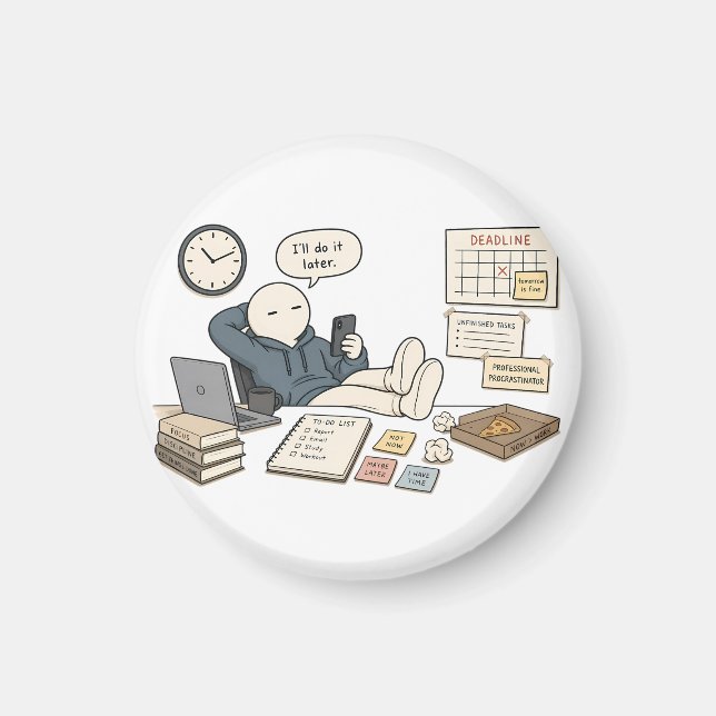 I'll Do It Later Funny Procrastination Meme Magnet (Front)
