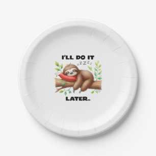 I'll Do It Later Sloth Paper Plate