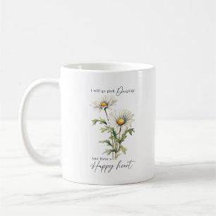 I'll Go Pick Daisies White Floral Custom Monogram Coffee Mug