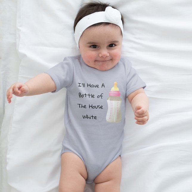 I'll Have A Bottle Of The House White Funny Girls Baby Bodysuit (Creator Uploaded)
