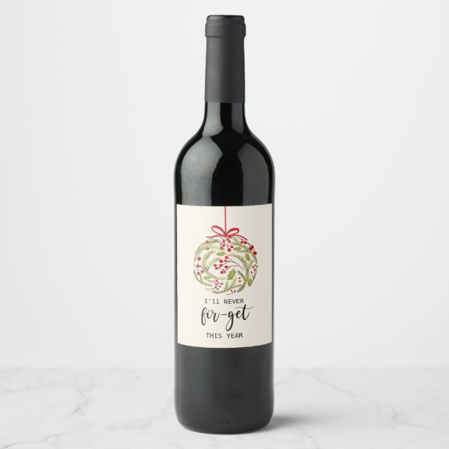 I'll never forget 2020 fir tree bauble wine label (Front)
