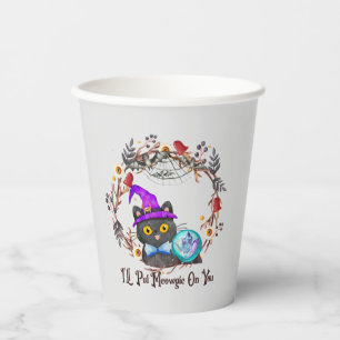 I'll Put Magic On You – Black Witch Cat Halloween Paper Cups