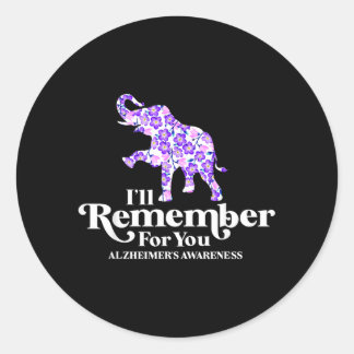 Ill Remember For Alzheimers Awareness Elephant Classic Round Sticker
