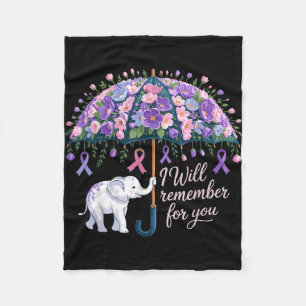 Ill Remember for Purple Elephant Alzheimers Fleece Blanket