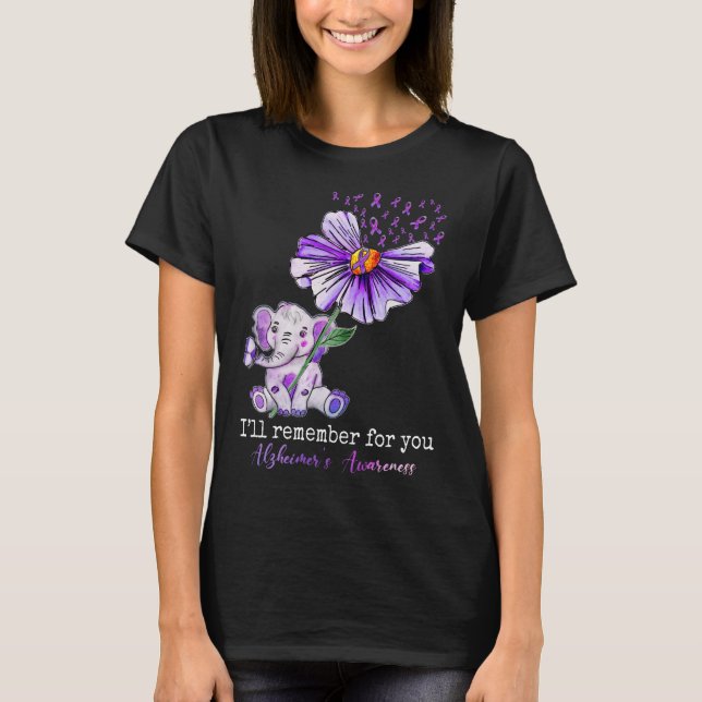 I'll Remember For You Alzheimer's Awareness Cute E T-Shirt (Front)