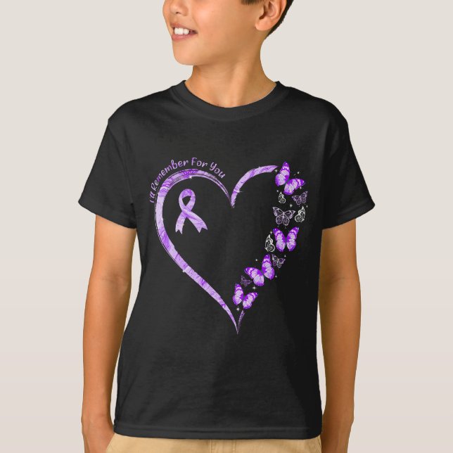 I'll Remember For You Purple Butterfly Alzheimer's T-Shirt (Front)