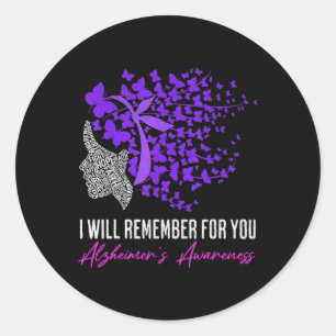 I'll Remember For You Purple Butterfly Heimer's Aw Classic Round Sticker