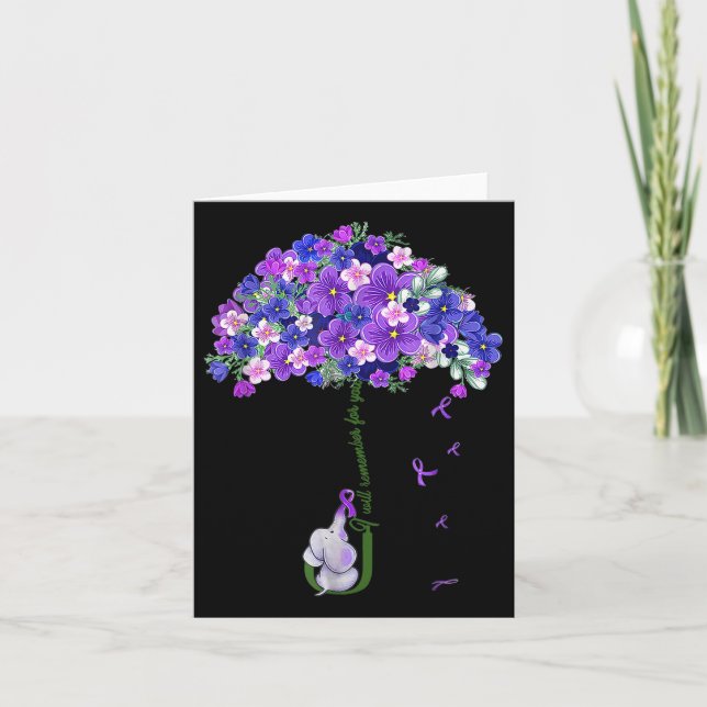Ill Remember For You Purple Elephant Heimers Aware Card (Front)