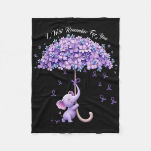 Ill Remember For You Purple Elephant Heimers Aware Fleece Blanket