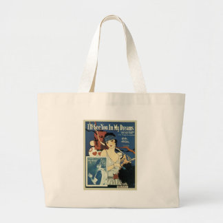 I'll See You In My Dreams Vintage Songbook Cover Large Tote Bag