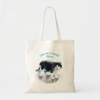 I'll take you to be a good boy! nyanko tote bag
