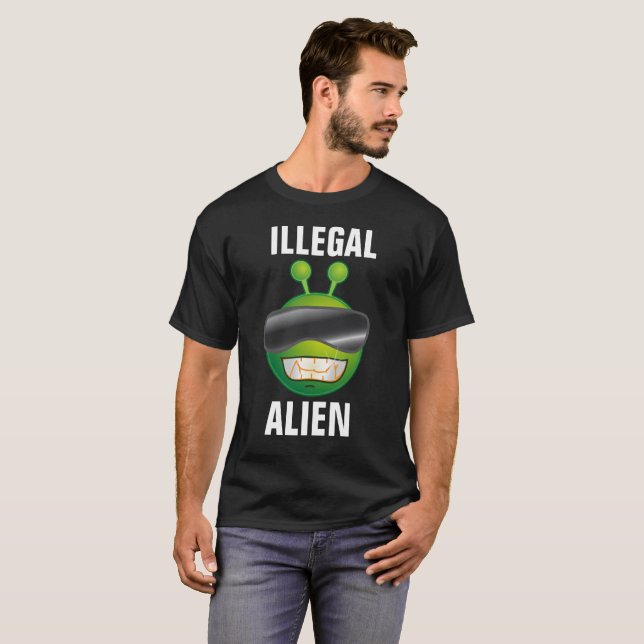 ILLEGAL ALIEN Funny UFO t-shirts (Front Full)
