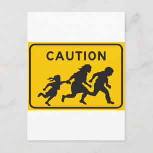 Illegal Aliens Crossing Highway Sign Postcard