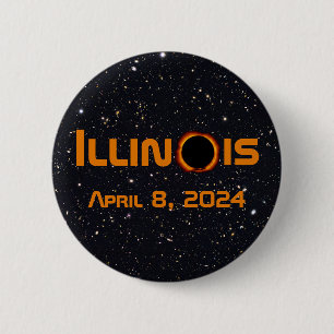 Illinois 2024 Total Solar Eclipse 6 Cm Round Badge