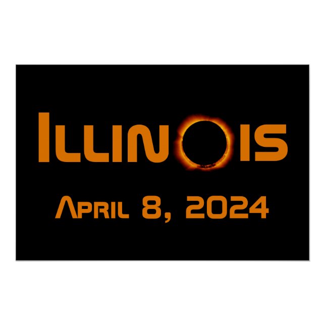 Illinois 2024 Total Solar Eclipse Poster (Front)