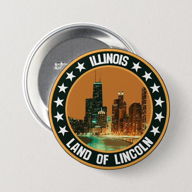 Illinois                                           7.5 cm round badge (Front & Back)