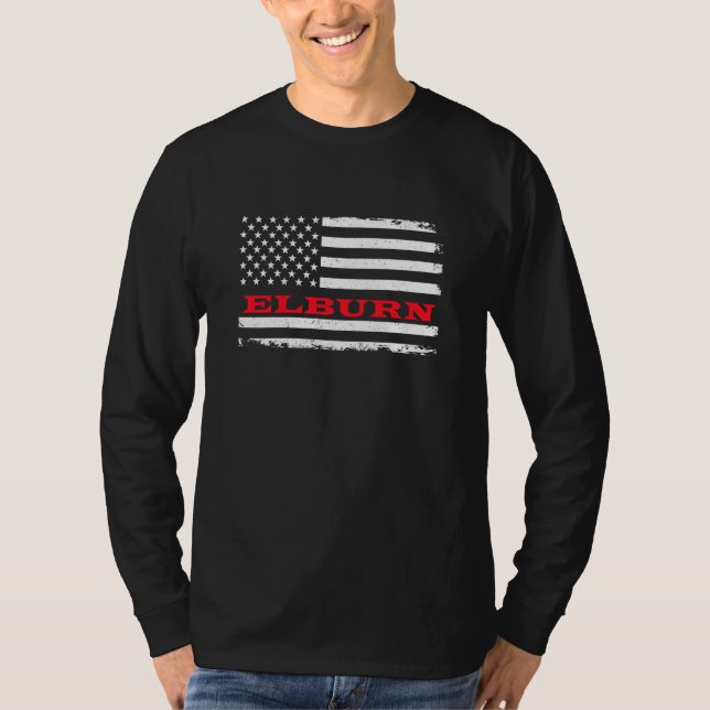 Illinois American Flag Elburn Usa Patriotic Souven T-Shirt (Front)