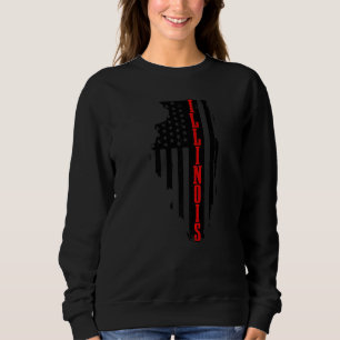 Illinois American Flag State Map Pride Patriotic 4 Sweatshirt
