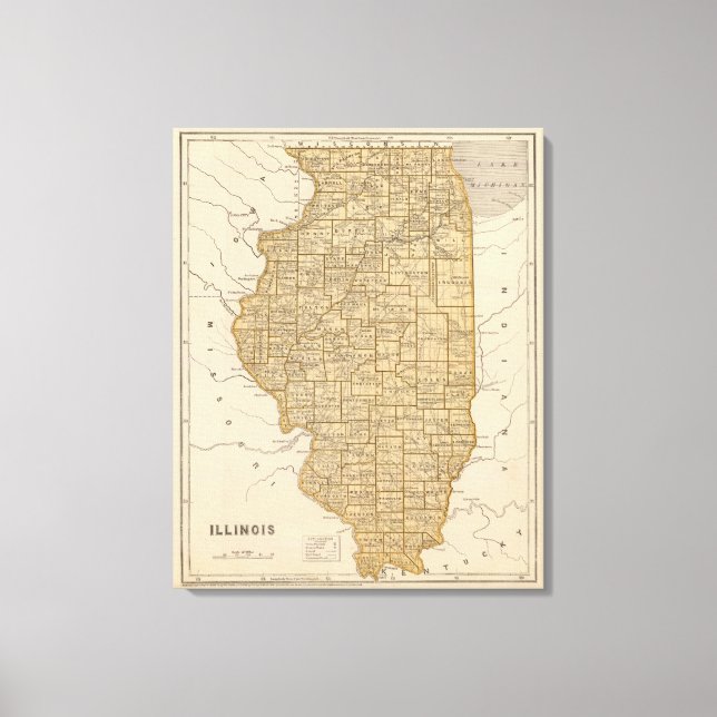 Illinois Atlas Map Canvas Print (Front)