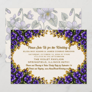 Illinois Blue Violet Floral Wedding Invitation