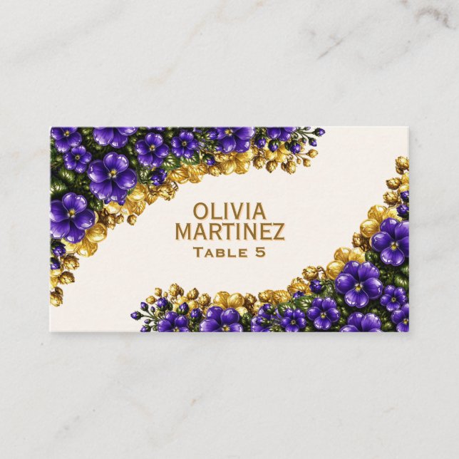 Illinois Blue Violet Wedding Place Card (Front)