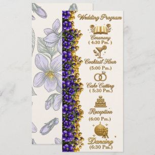 Illinois Blue Violet Wedding Program Card