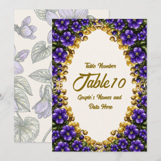 Illinois Blue Violet Wedding Table Number