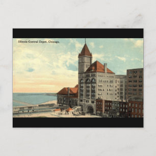 Illinois Central Depot Chicago Repro Vintage 1913 Postcard