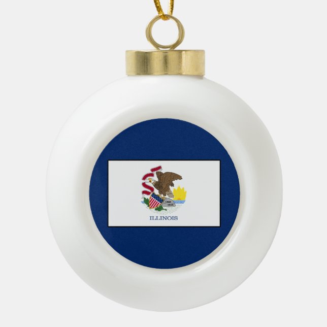Illinois Ceramic Ball Christmas Ornament (Front)
